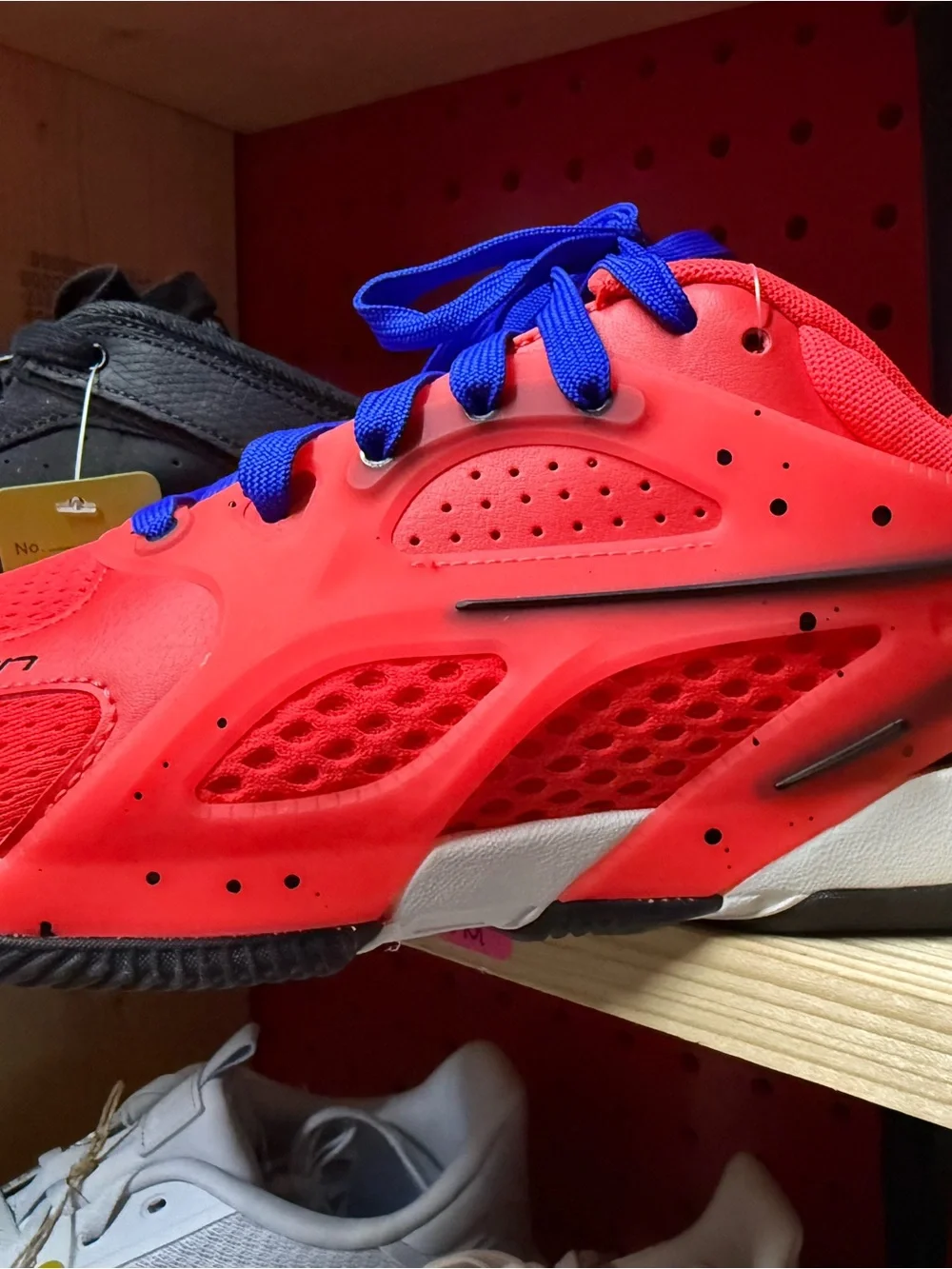 Jordan Men's Athletic Shoes Red with Blue Laces
